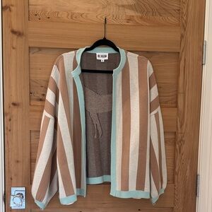 Striped Women's Sweater - Tan and Cream